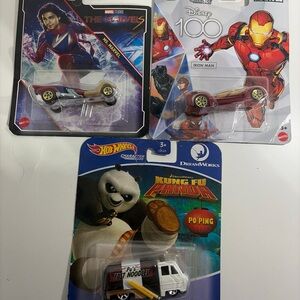 Hot Wheels Character Cars Marvel Ms. Marvel Iron Man Kung Fu Panda Po Ping